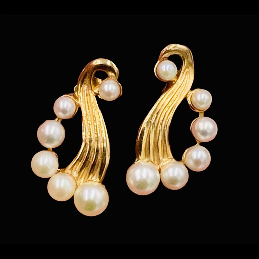 Artisan Saltwater Cultured Pearl 14k Earrings Ooak